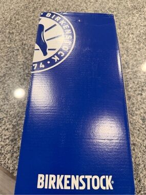 Birkenstock Blue Shoe Box with White Logo and Label